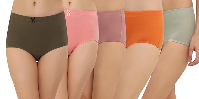THIRD QUADRANT Cotton Stretch High Rise Full Coverage Printed and Solid Hipster Panty | Underwear for Women | Panties for Women (Pack of 5) Assorted